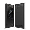 Für Sony Xperia XA1 Gebürstete Textur Kohlefaser Stoßfeste TPU Robuste Schutzhülle (Schwarz)