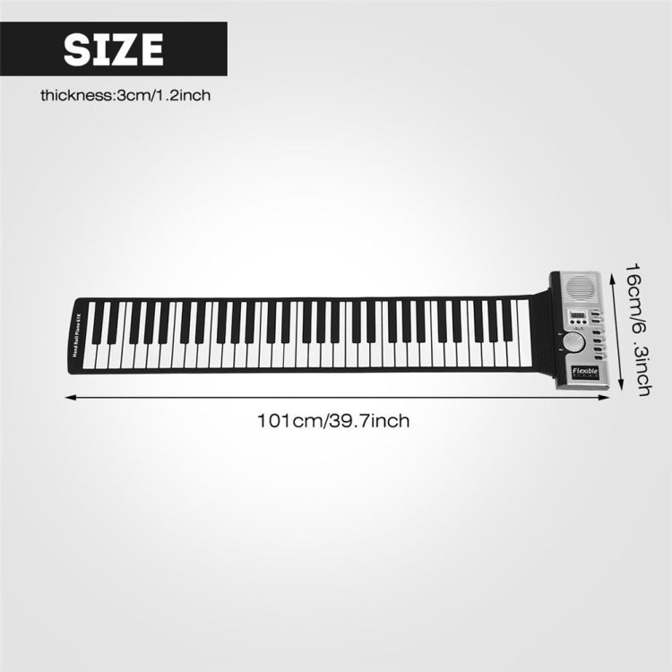 61 Keys Portable Flexible Roll Up Electronic Soft Keyboard Piano with Speakers, 61 Keys