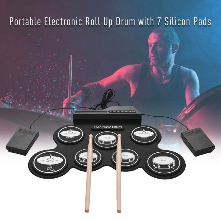 Portable Silicone Hand Roll USB Electronic Drum, Black Icon Version, Electronic Drum Black Icon Version