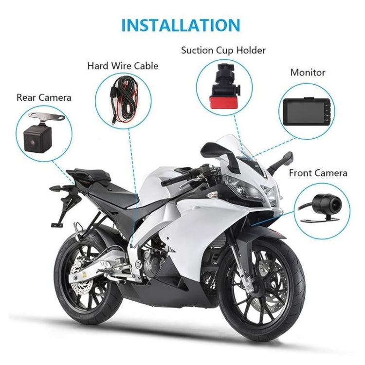 MT-80 3.0 inch 140 Degrees Wide Angle HD Video Motorcycle Dual  Camera DVR, Support TF Card (32GB Max), MT-80