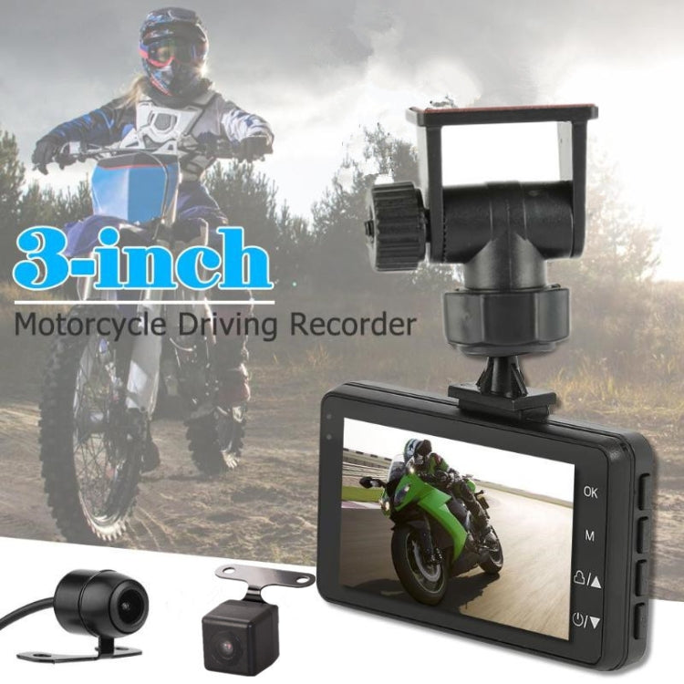 MT-80 3.0 inch 140 Degrees Wide Angle HD Video Motorcycle Dual  Camera DVR, Support TF Card (32GB Max), MT-80