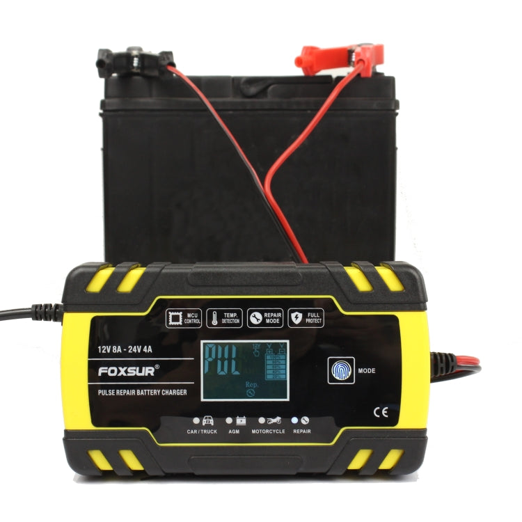 FOXSUR 12V-24V Car Motorcycle Truck Repair Battery Charger AGM Charger, EU Plug, UK Plug, US Plug, EU Plug