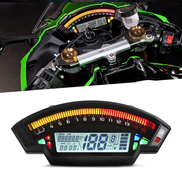 Motorcycle LCD TFT Digital Speedometer 14000RPM 6 Gear Backlight Motorcycle Odometer for 1,2,4 Cylinders Meter, MLS062