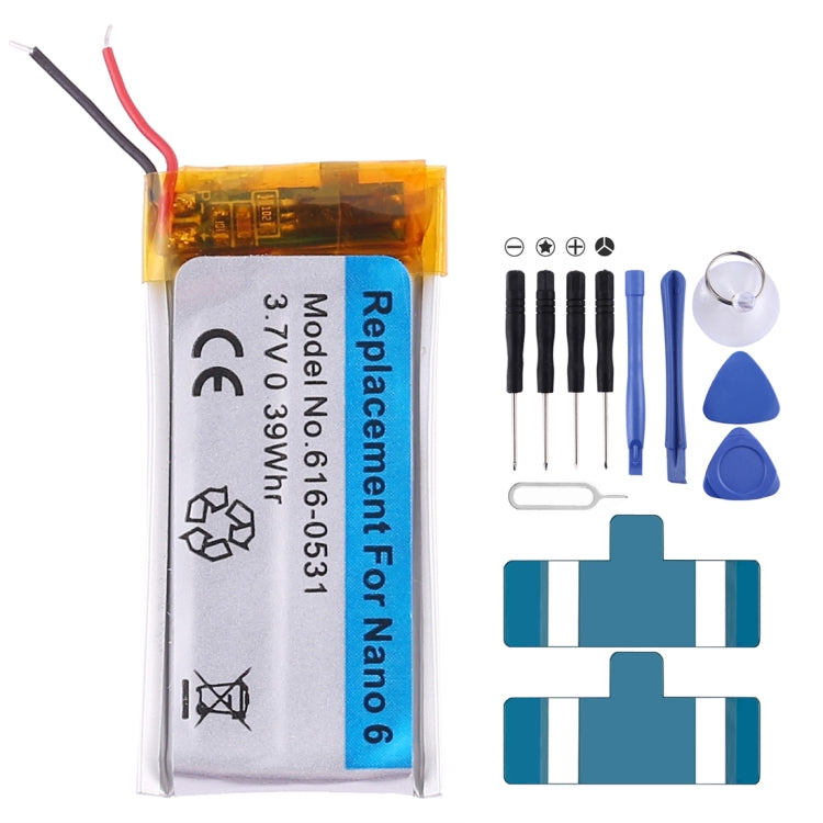 3.7V 0.39Whr For iPod nano 6 Rechargeable Replacement Li-polymer Battery, For iPod nano 6