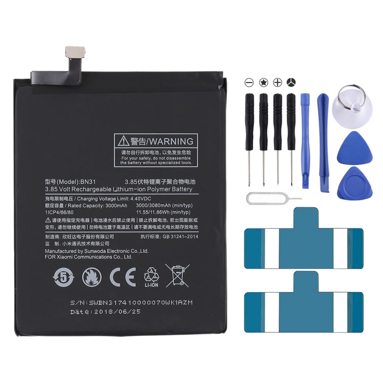 3000mAh Li-Polymer Battery BN31 for Xiaomi Mi 5X / Note 5A, For Mi 5X / Note 5A