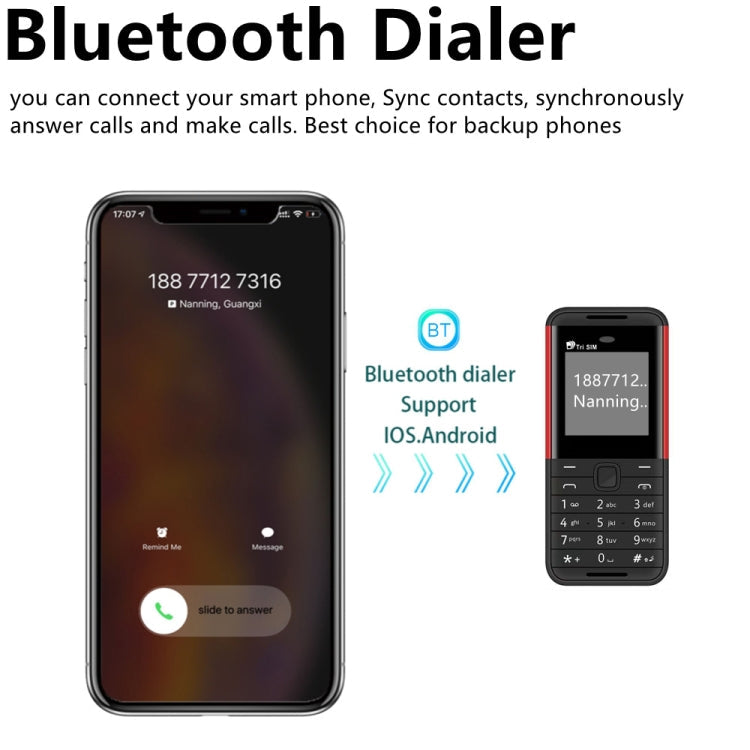 1.33 inch, MTK6261D, 21 Keys, Support Bluetooth, FM, Magic Sound, Auto Call Record, GSM, Triple SIM, English Key