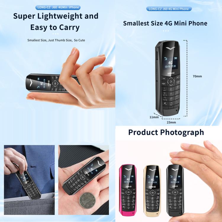 LONG-CZ S60 4G Mini Phone – Compact Feature Phone with 600mAh Battery