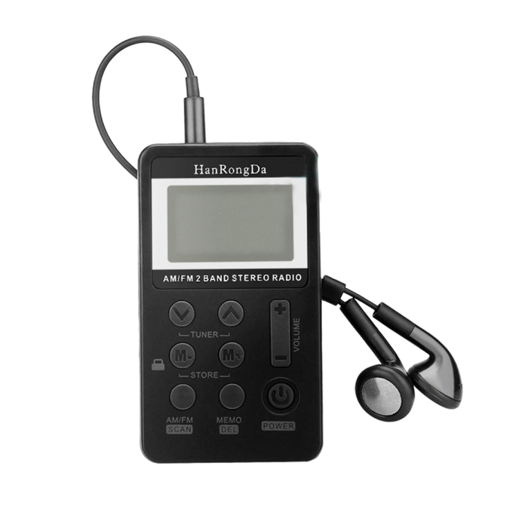 Portable AM / FM Two Bands Rechargeable Stereo Radio Mini Receiver with & LCD Screen & Earphone Jack & Lanyard
