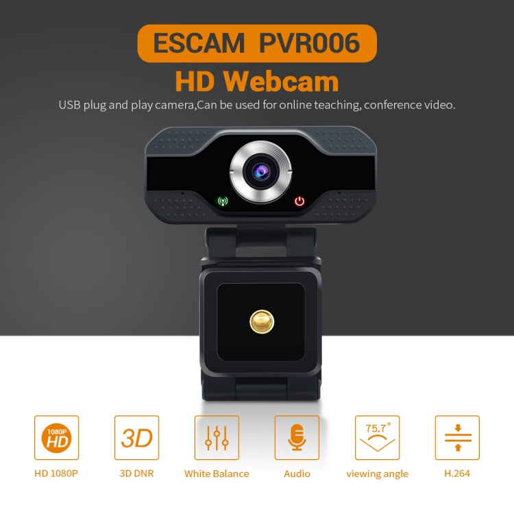 ESCAM PVR006 HD 1080P USB2.0 HD-Webcam mit Mikrofon für PC