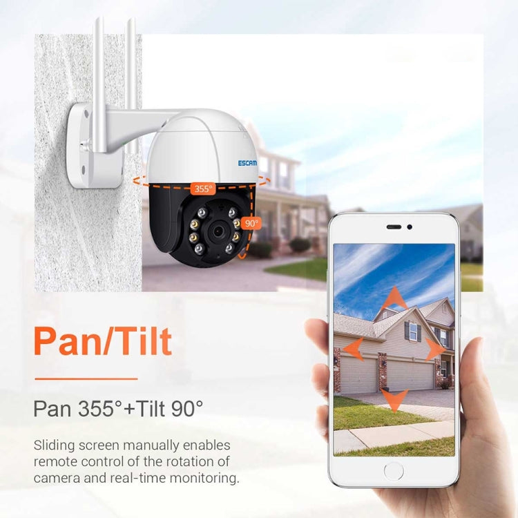 ESCAM QF218 1080P Pan / Tilt AI Humanoid Detection IP66 Waterproof WiFi IP Camera, Support ONVIF / Night Vision / TF Card / Two-way Audio, US Plug