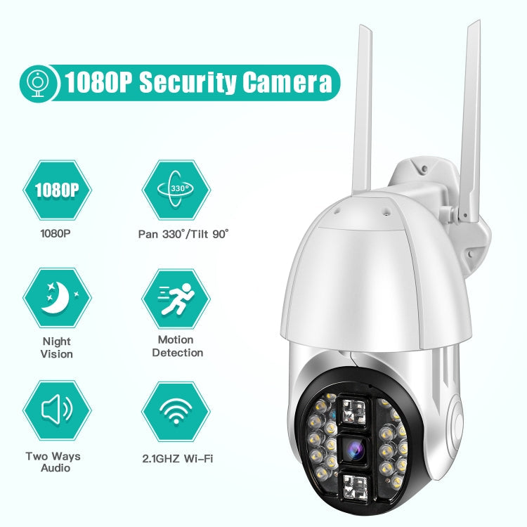 QX33 1080P Panorama PTZ 360-Grad-WLAN-Kamera, unterstützt Tag- und Nacht-Vollfarb-, Zwei-Wege-Sprach-Gegensprechanlage, Bewegungserkennungsalarm und Videowiedergabe, 64 GB TF-Karte, AU-Stecker, QX33
