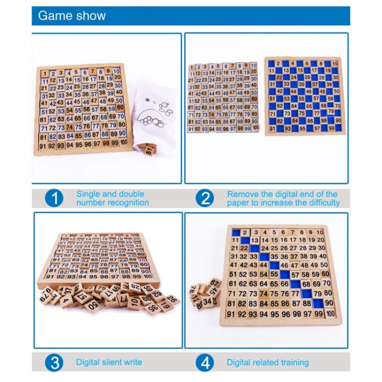 Wooden Montessori Teaching Aids Math 1 - 100 Consecutive Numbers Counting Board Plate Toy, 1 - 100 Consecutive Numbers Counting Board