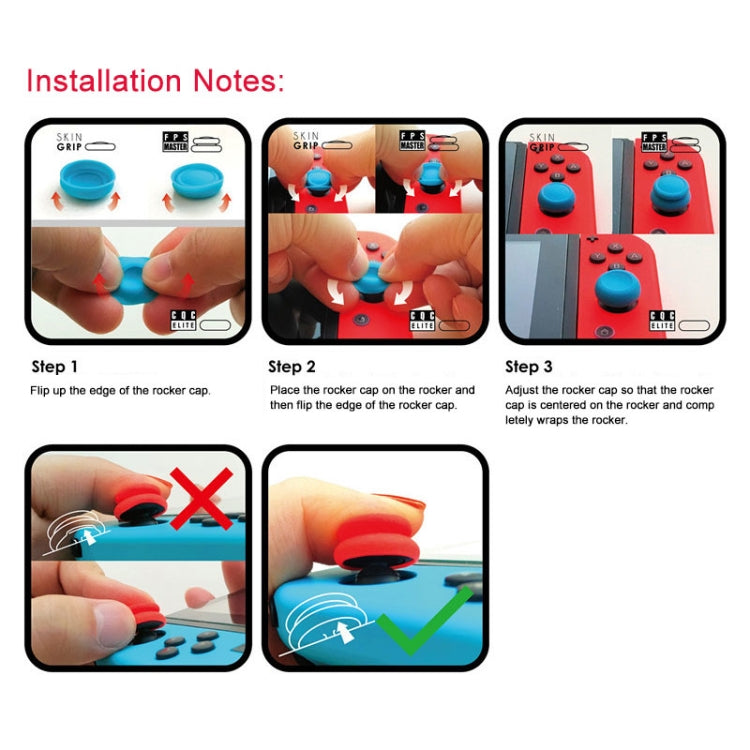Left + Right Gamepad Rocker Cap Button Cover for Switch, For Switch(Black), For Switch(Blue + Magenta), For Switch(Green+Red), For Switch(Red)
