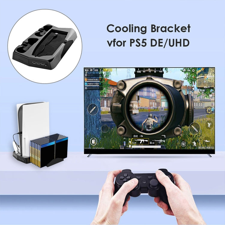 KJH P5-010-2 Multifunktionaler Ladestation-Kühllüfterständer mit Ablagefachhalterung für PS5 DE / UHD, KJH P5-010-2
