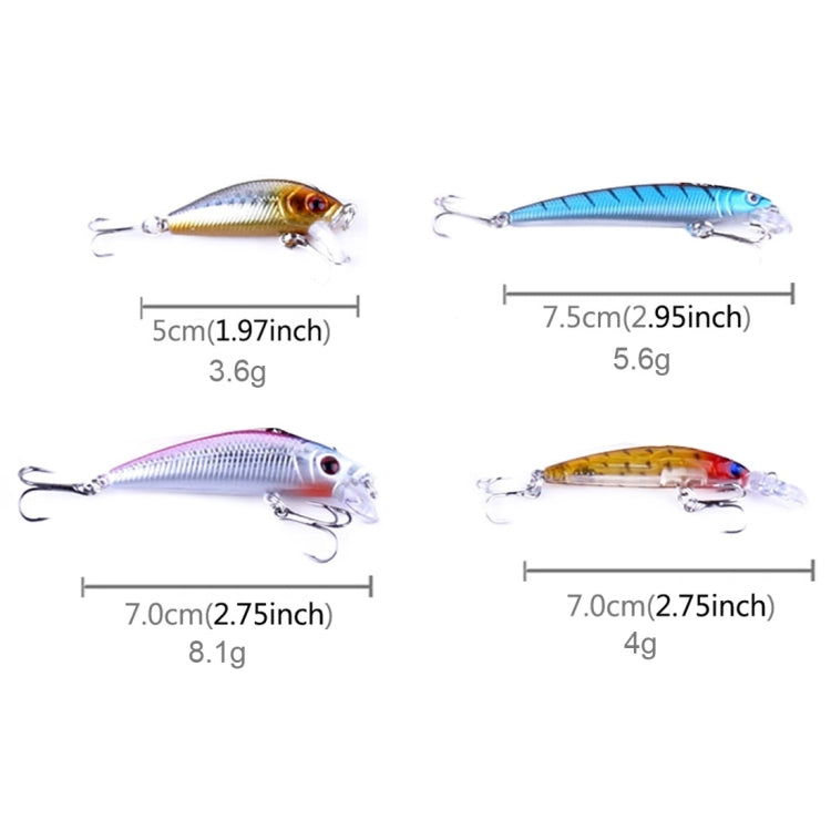 HENGJIA 26-teiliges Minnow-Angelköder-Set, 4 Modelle, Angelzubehör, harter Kunststoffköder, 26 Stück