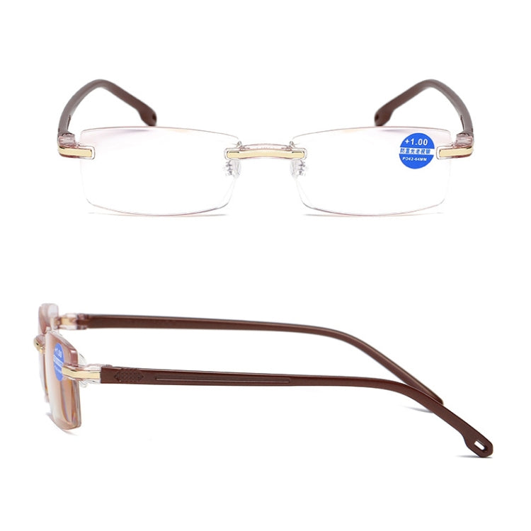 Rimless Anti Blue-ray Blue Film Lenses Presbyopic Glasses, +2.50D, +2.50D
