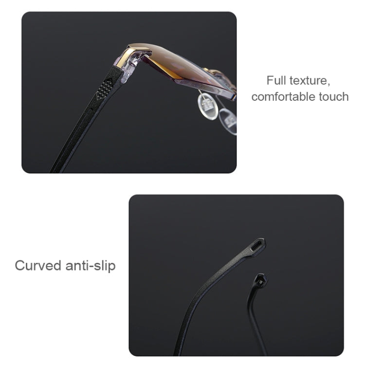 Rimless Anti Blue-ray Blue Film Lenses Presbyopic Glasses, +2.50D, +2.50D