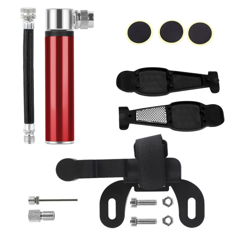 Manual Mini Portable Bicycle Aluminum Alloy Pump + Plastic glue-free tire patch + Tire lever, Inflator + Plastic glue-free tire patch + Tire lever Black, Inflator + Plastic glue-free tire patch + Tire lever Red