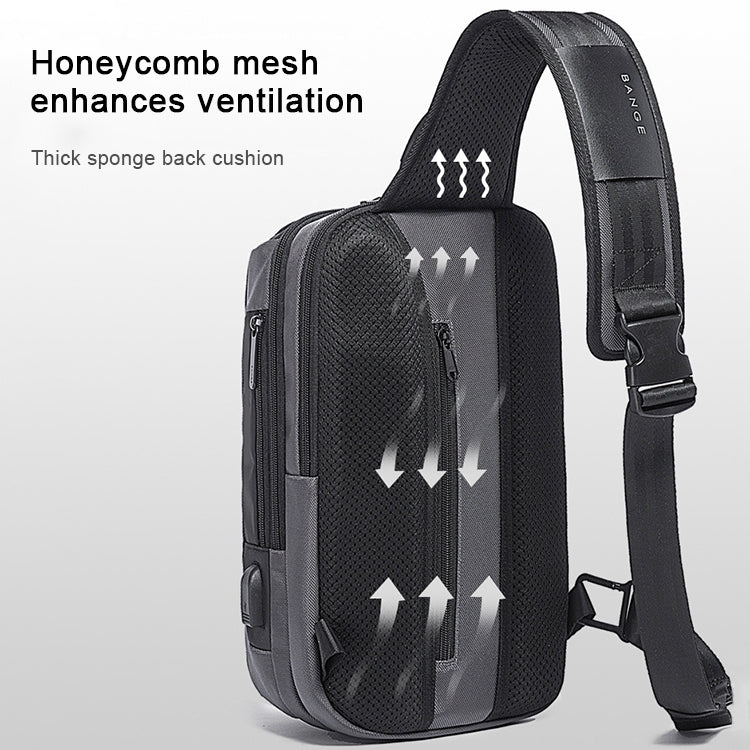 BANGE Men Security USB Chest Bag Portable Outdoor Shoulder Bag, Outdoor Shoulder Bag