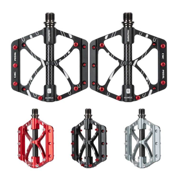 PROMEND PD-M52C 1 Pair Bicycle Aluminum Alloy + Carbon Fiber Tube Bearing Pedals, PD-M52C