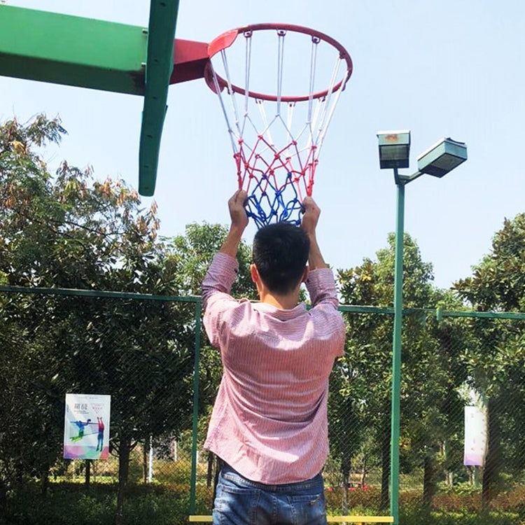 Standard-Basketballnetz aus Polyester (Weiß-Rot-Blau), Standardausführung