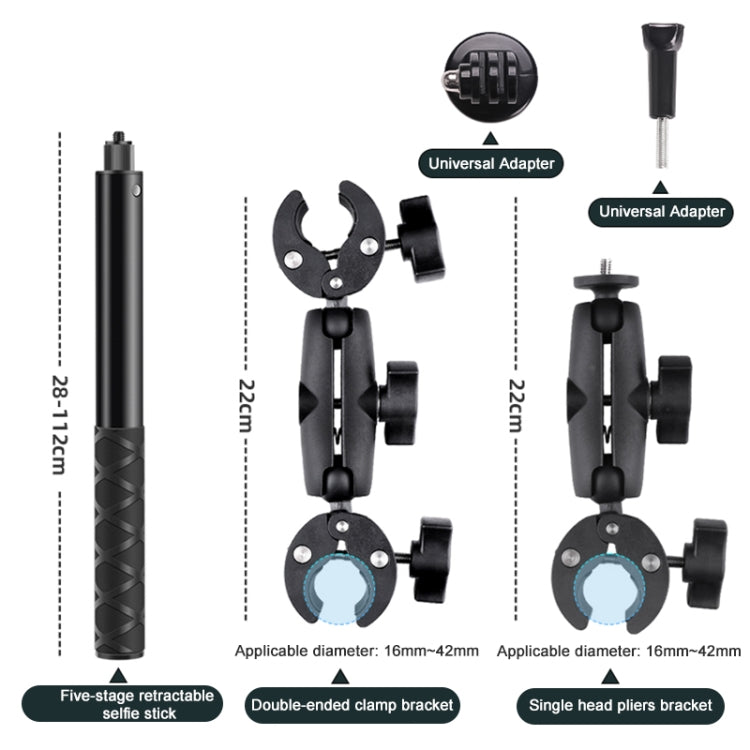 Motorrad-Lenkerhalterung für Selfie-Sticks mit Doppel- und Einzelkopf-Krallenklemme, Doppel- und Einzelkopf-Klemme