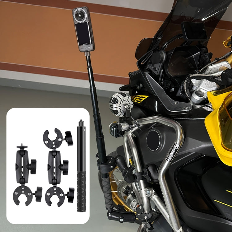 Motorrad-Lenkerhalterung für Selfie-Sticks mit Doppel- und Einzelkopf-Krallenklemme, Doppel- und Einzelkopf-Klemme