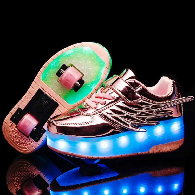 CD03 LED Double Wheel Wing Roller Skating Shoes, Size : 40, Size : 40 (Black), Size : 40 (Pink), Size : 40 (Gold), 40 (Silver)