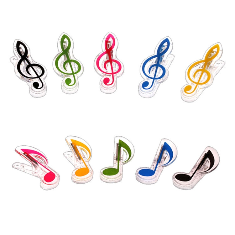 10 PCS PP Material Stainless Steel Spring Music Note Shape Book Clip Deluxe Page Holder, Random Color Delivery, Random Color Delivery