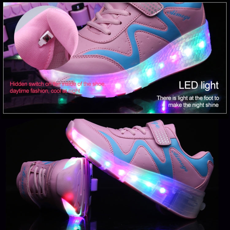 786 LED Light Ultra Light Rechargeable Double Wheel Roller Skating Shoes Sport Shoes, Size : 32, Size : 32