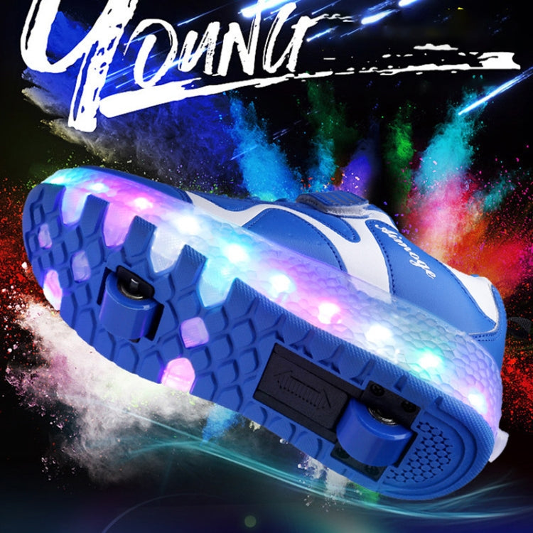 786 LED Light Ultra Light Rechargeable Double Wheel Roller Skating Shoes Sport Shoes, Size : 32, Size : 32