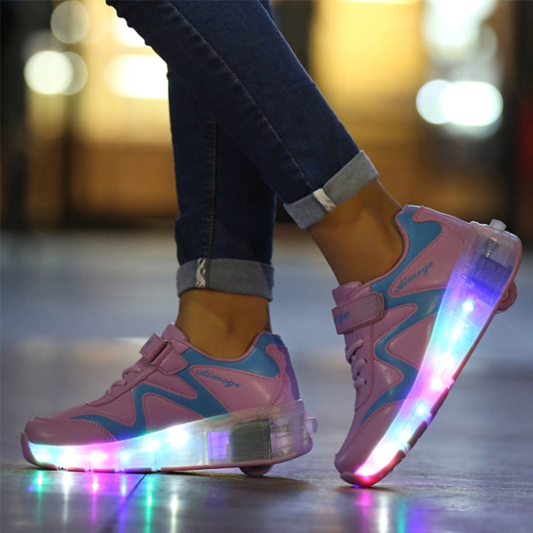 786 LED Light Ultra Light Rechargeable Double Wheel Roller Skating Shoes Sport Shoes, Size : 32, Size : 32