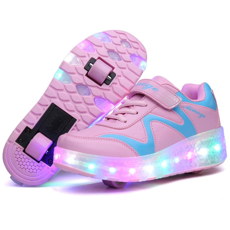 786 LED Light Ultra Light Rechargeable Double Wheel Roller Skating Shoes Sport Shoes, Size : 32, Size : 32