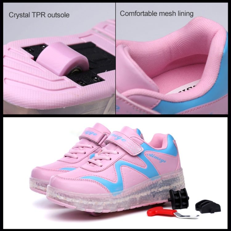 786 LED Light Ultra Light Rechargeable Double Wheel Roller Skating Shoes Sport Shoes, Size : 33, Size : 33