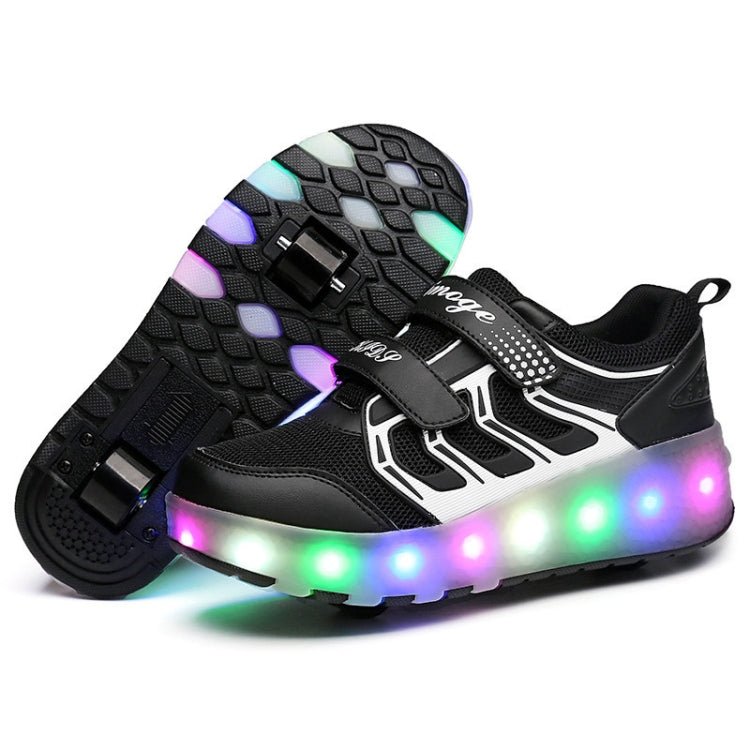 WS01 LED Light Ultra Light Mesh Surface Rechargeable Double Wheel Roller Skating Shoes Sport Shoes, Size : 32, Size : 32