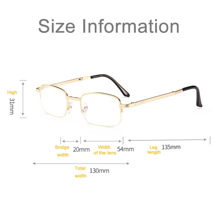 Folding Anti Blue-ray Presbyopic Reading Glasses with Case & Cleaning Cloth, +1.50D