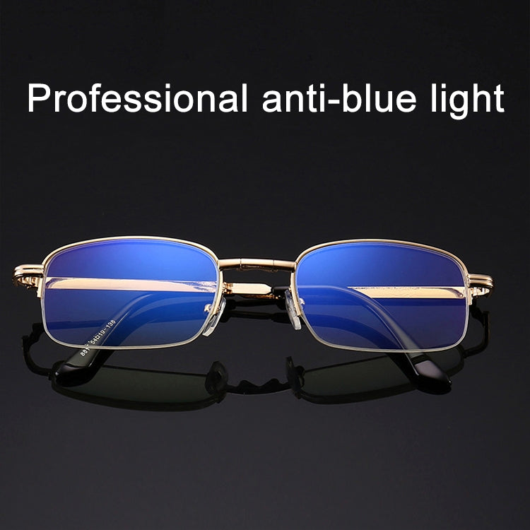 Folding Anti Blue-ray Presbyopic Reading Glasses with Case & Cleaning Cloth, +2.50D, +2.50D