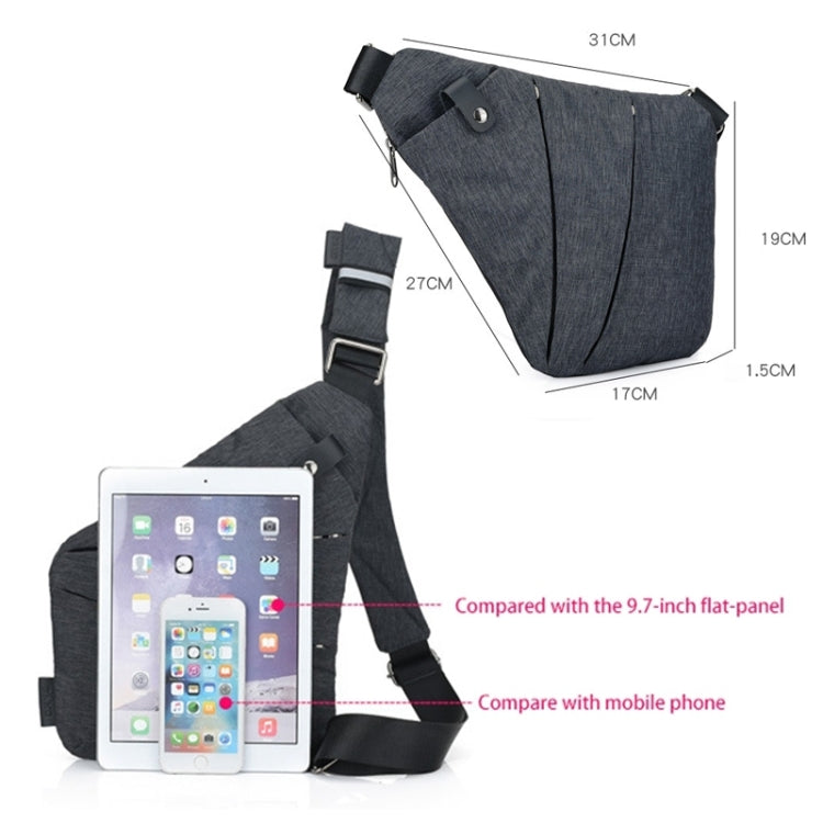 Multi-Function Portable Anti-theft Polyester Business Chest Bag Outdoor Sports Left Shoulder Bag for Men, Left Shoulder