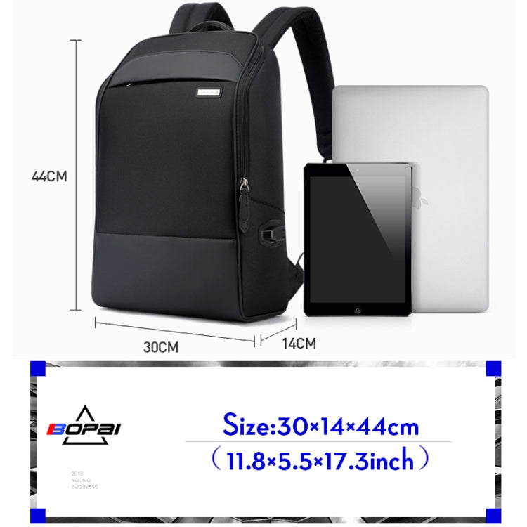 Bopai 751-006881 Business-Diebstahlsicherer, wasserdichter Rucksack mit großem Fassungsvermögen und USB-Ladeanschluss, Größe: 30x14x44cm, 751-006881