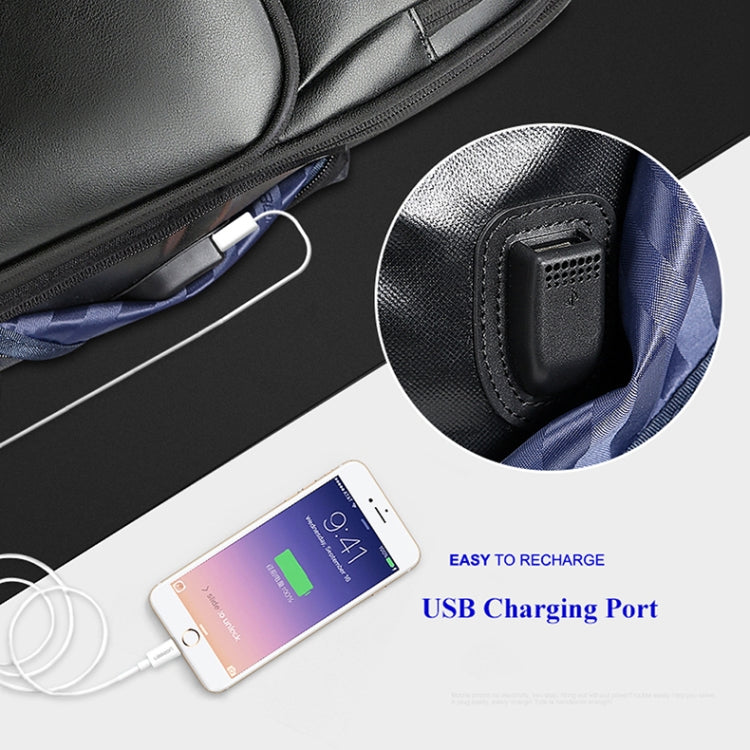 Bopai 851-010128 Business Anti-theft Waterproof Large Capacity Double Shoulder Bag,with USB Charging Port, Size: 34x19x43cm, 851-010128