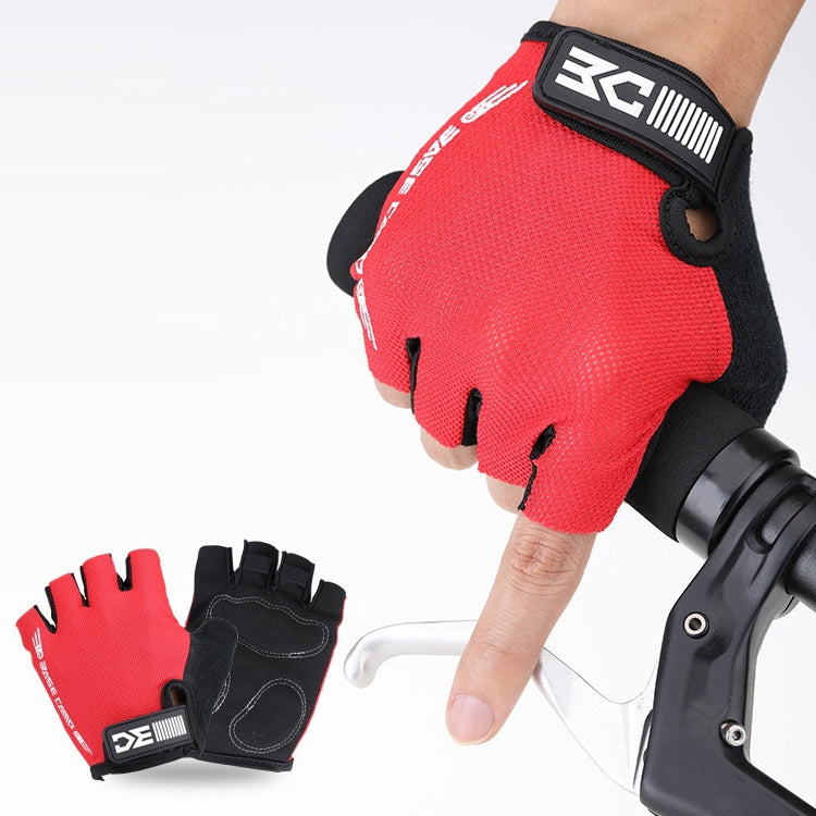 BaseCamp BC-204 Bicycle Half Finger Gloves Lycra Fabric Cycling Gloves, Size: L, Size: L