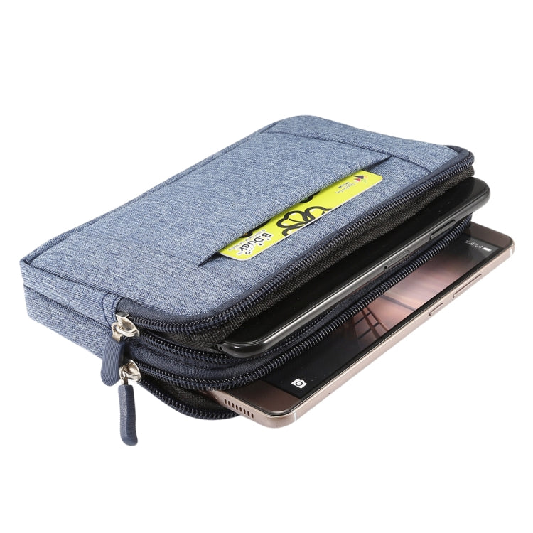 Sports Denim Waist Phone Bag XL Crossbody Mobile Pouch 6.4-6.5 Inch Blue