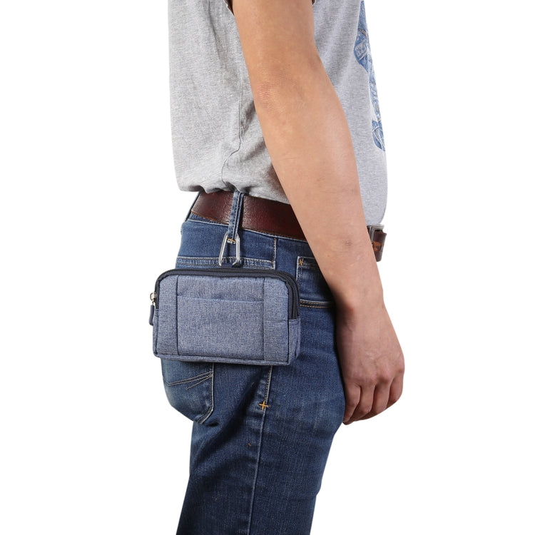 Sports Denim Waist Phone Bag XL Crossbody Mobile Pouch 6.4-6.5 Inch Blue
