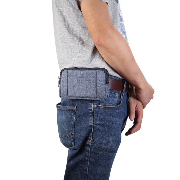 Sports Denim Waist Phone Bag XL Crossbody Mobile Pouch 6.4-6.5 Inch Blue
