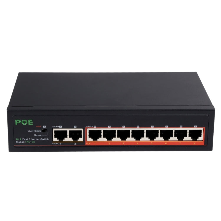 8 Ports 10/100 Mbit/s PoE Switch IEEE802.3af Power Over Ethernet Netzwerk-Switch für IP-Kamera VoIP-Telefon AP-Geräte, 8 Ports Schwarz