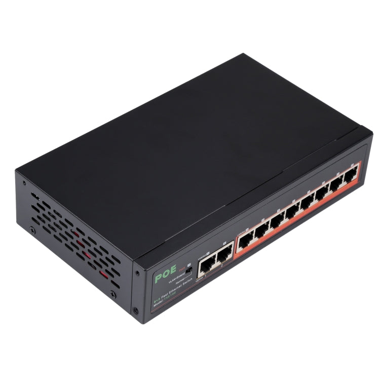 8 Ports 10/100 Mbit/s PoE Switch IEEE802.3af Power Over Ethernet Netzwerk-Switch für IP-Kamera VoIP-Telefon AP-Geräte, 8 Ports Schwarz