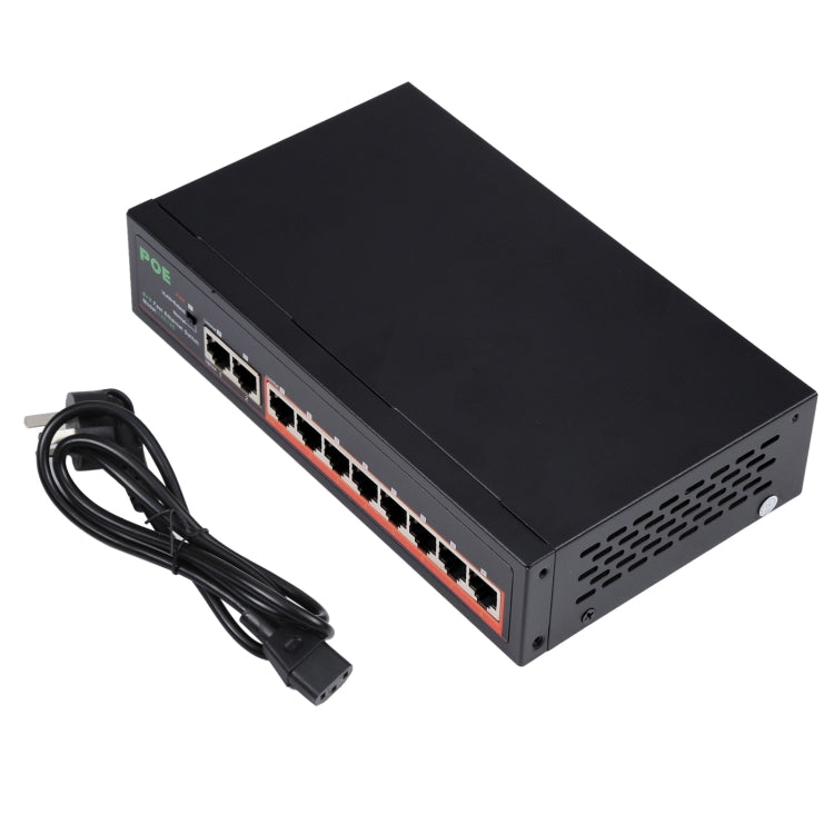 8 Ports 10/100 Mbit/s PoE Switch IEEE802.3af Power Over Ethernet Netzwerk-Switch für IP-Kamera VoIP-Telefon AP-Geräte, 8 Ports Schwarz