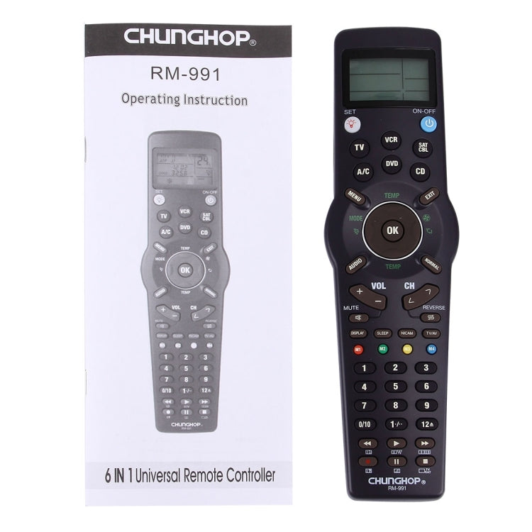 CHUNGHOP RM-L991 Universal-LCD-Fernbedienung mit Lernfunktion für TV, VCR, SAT, CBL, DVD, CD, A/C, RM-L991