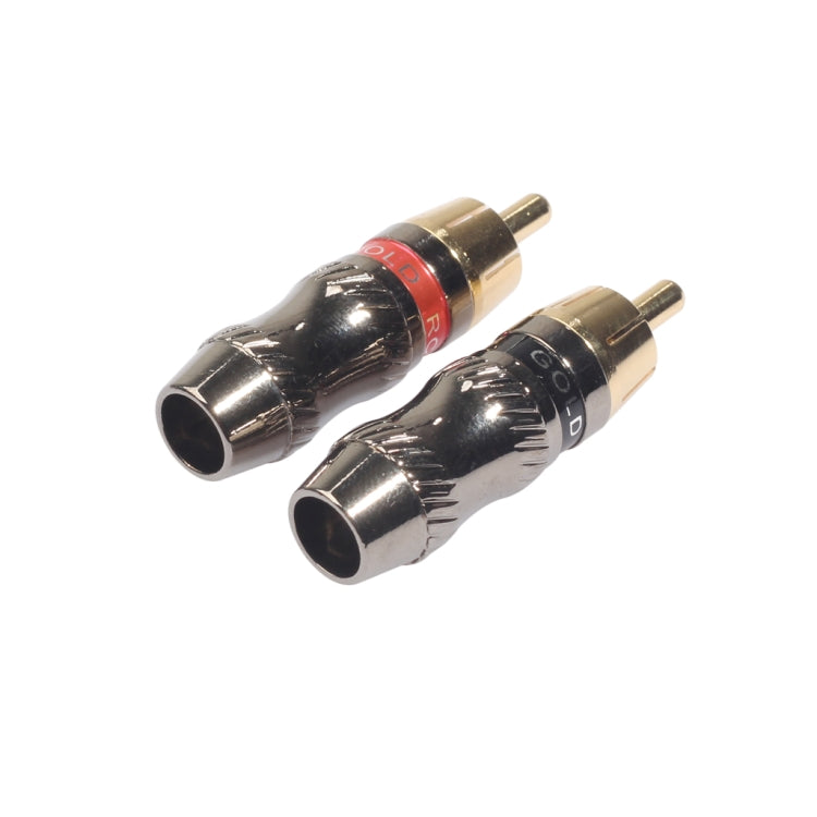 REXLIS TR026 2 PCS RCA Male Plug Audio Jack Gold Plated Adapter for DIY Audio Cable & Video cable, RCA Male