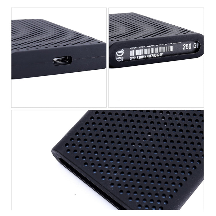 PT500 Kratzfeste, rundum schützende, tragbare Silikon-Schutzhülle für Samsung Portable SSD T5, mit Belüftungsschlitzen, Rot, Weiß, Schwarz, Blau